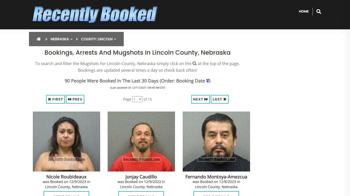Bookings, Arrests and Mugshots in Lincoln County, Nebraska